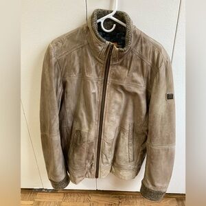 Hugo Boss Orange Leather Bomber Jacket 38R